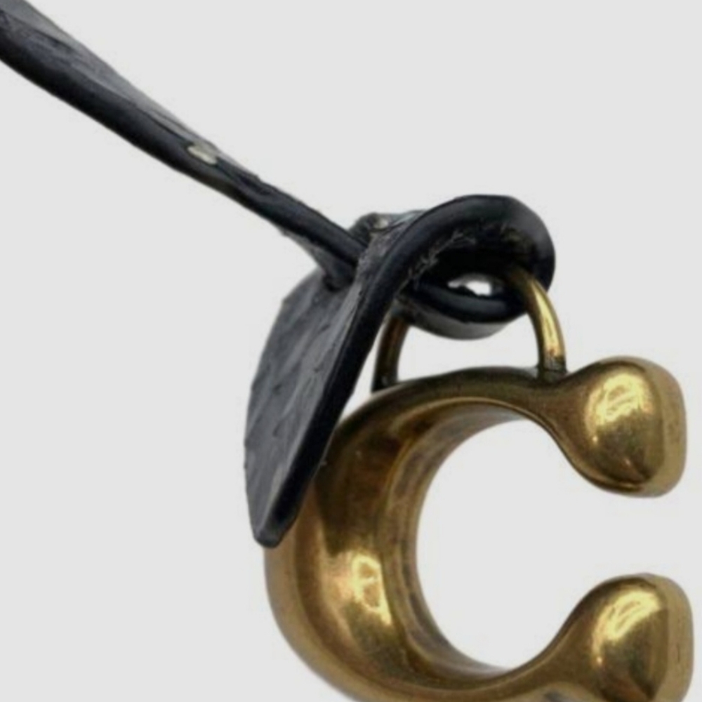Coach Black and Gold Monogram Keychain